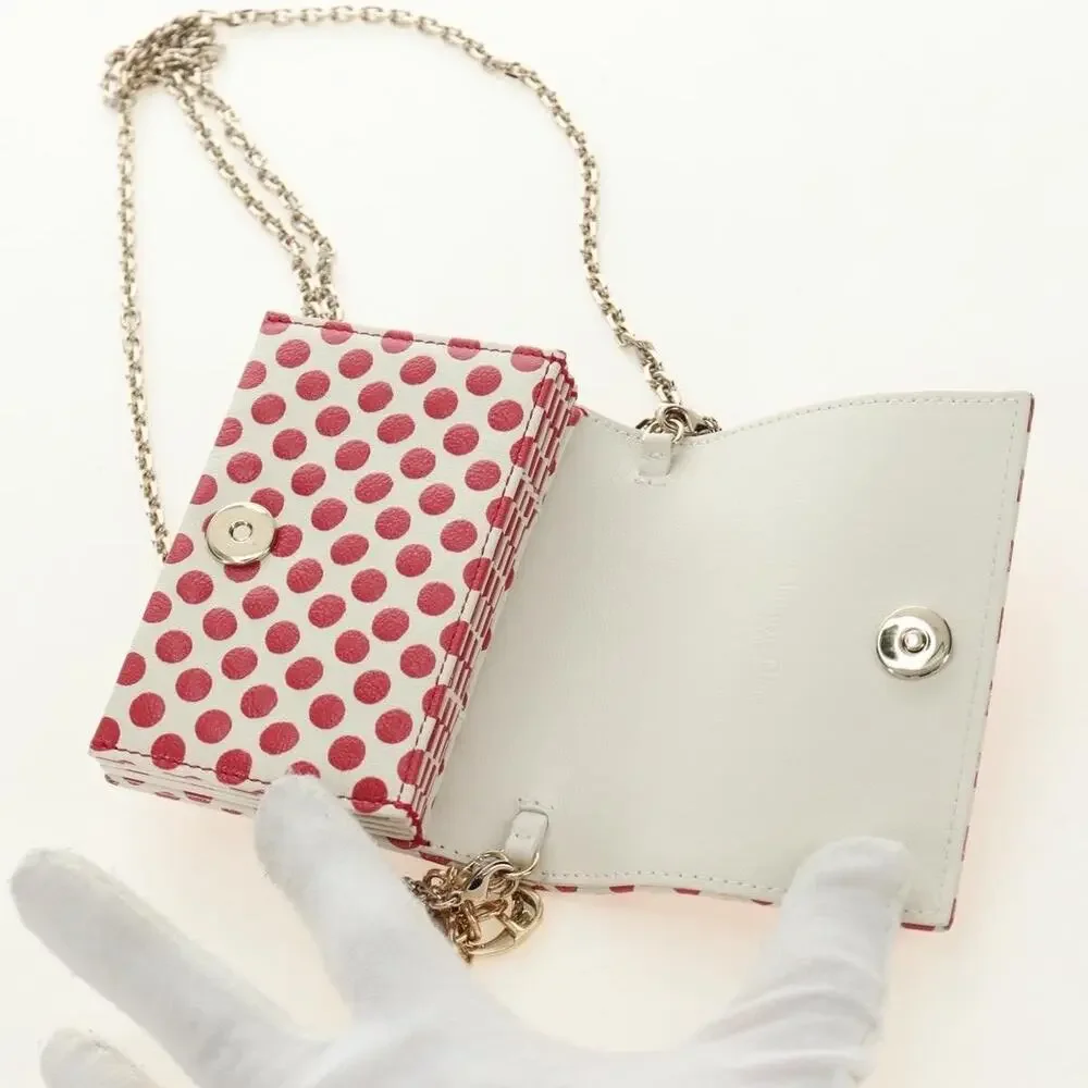 Dior Leather Chain Wallet Red